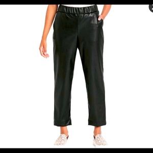 Women's High-Rise Faux Leather Tapered Ankle Pull-On Pants